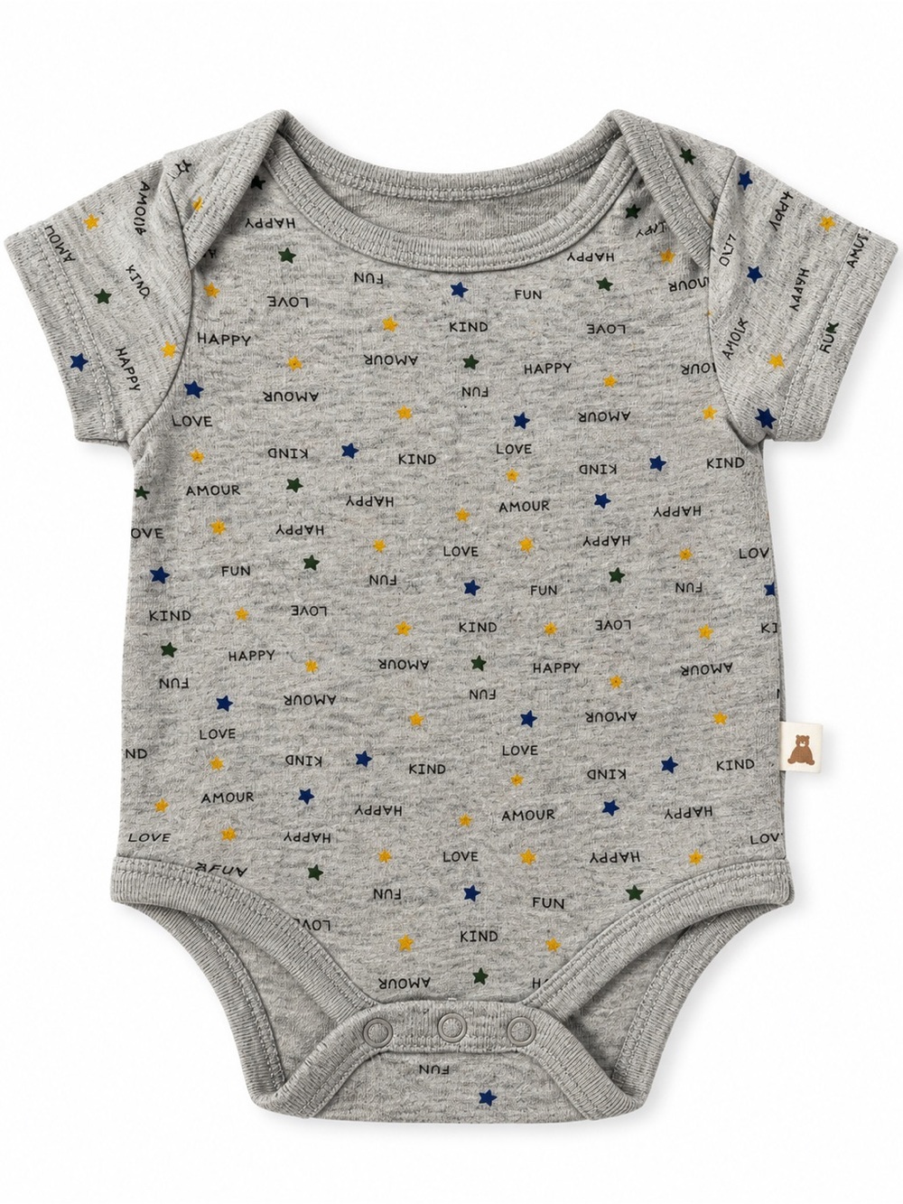 Grey Star & Words Baby One-Piece Bodysuit